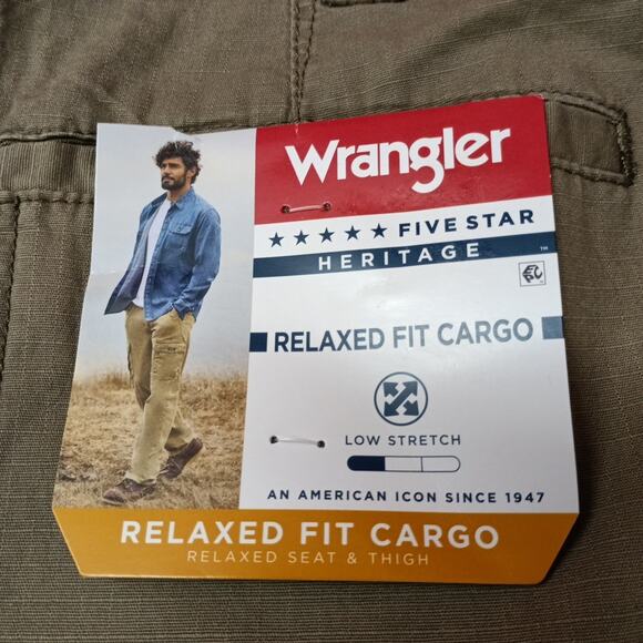 Wrangler Heritage Relaxed Fit Ripstop Cargo Pants Men's 38x34 Khaki Relaxed Fit - Picture 2 of 7